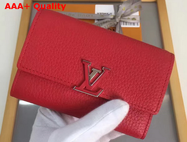 Louis Vuitton Capucines Compact Wallet Rubis Taurillon Leather Exterior Replica