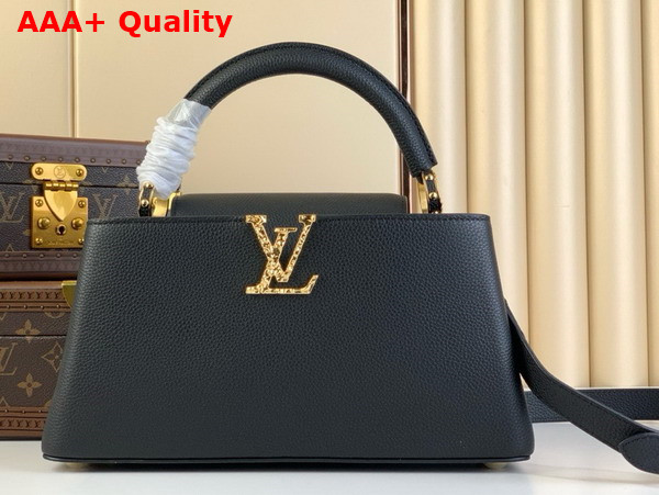 Louis Vuitton Capucines East West BB Handbag in Black Grained Calfskin Replica