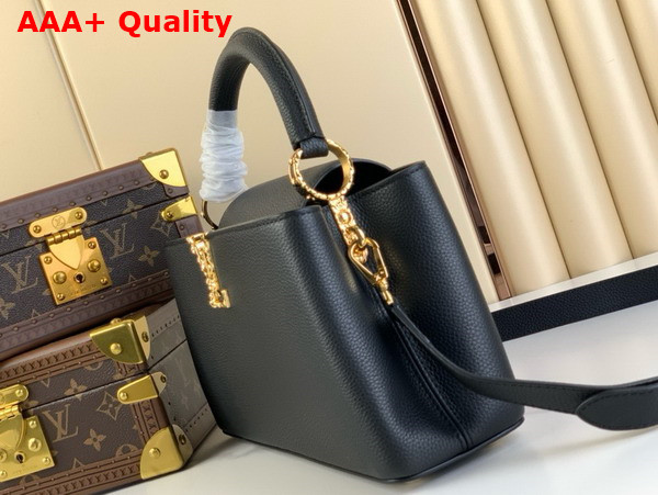 Louis Vuitton Capucines East West BB Handbag in Black Grained Calfskin Replica