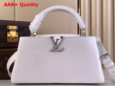 Louis Vuitton Capucines East West BB Handbag in Optic White Grained Calfskin Replica