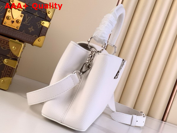 Louis Vuitton Capucines East West BB Handbag in Optic White Grained Calfskin Replica