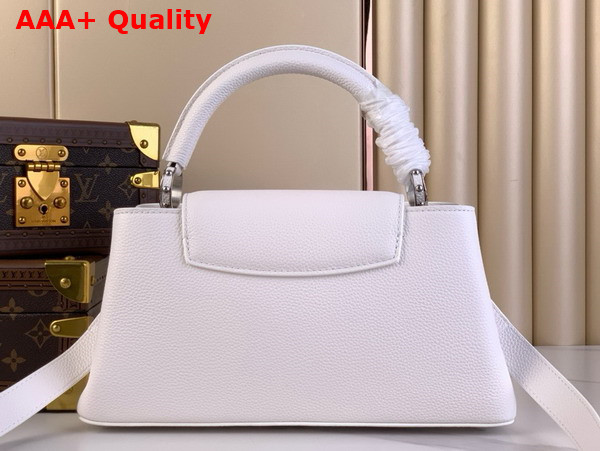 Louis Vuitton Capucines East West BB Handbag in Optic White Grained Calfskin Replica