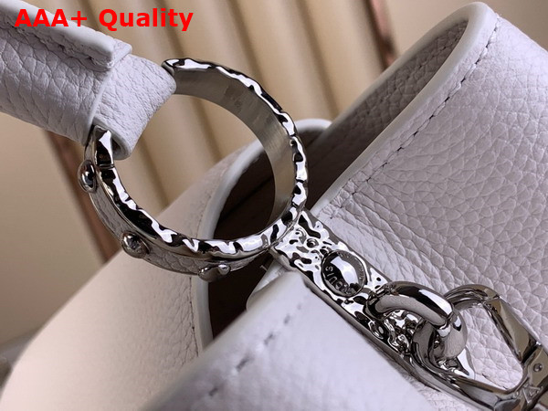 Louis Vuitton Capucines East West BB Handbag in Optic White Grained Calfskin Replica