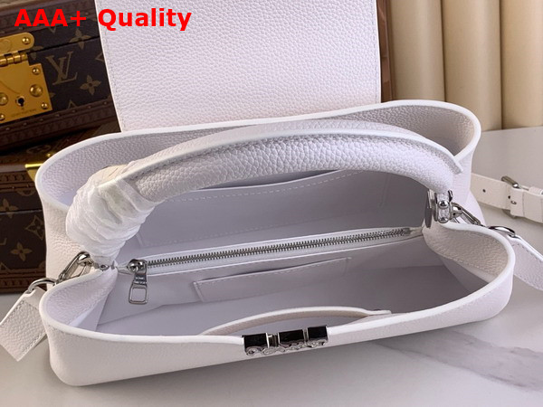 Louis Vuitton Capucines East West BB Handbag in Optic White Grained Calfskin Replica