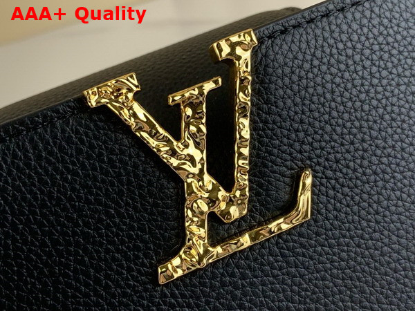 Louis Vuitton Capucines East West Mini Handbag in Black Grained Calfskin Replica