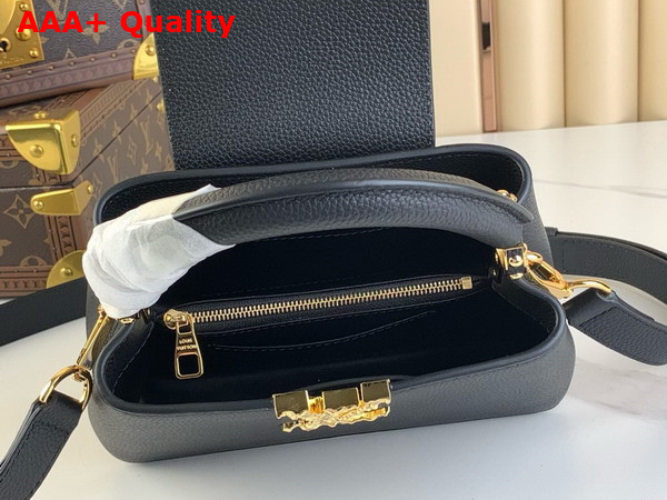 Louis Vuitton Capucines East West Mini Handbag in Black Grained Calfskin Replica