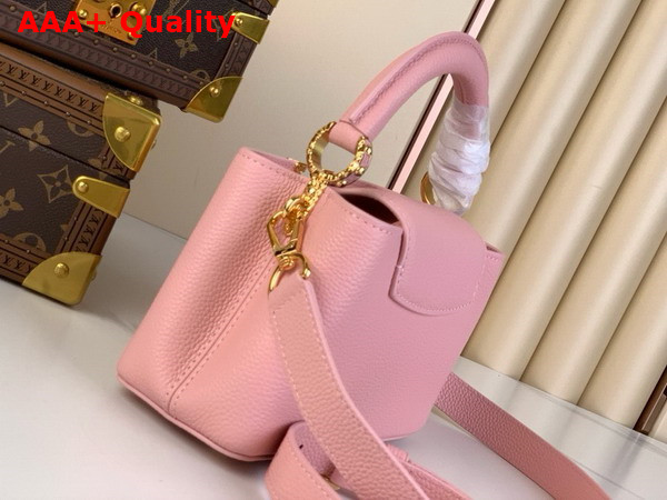 Louis Vuitton Capucines East West Mini Handbag in Jasmine Pink Grained Calfskin M24666 Replica