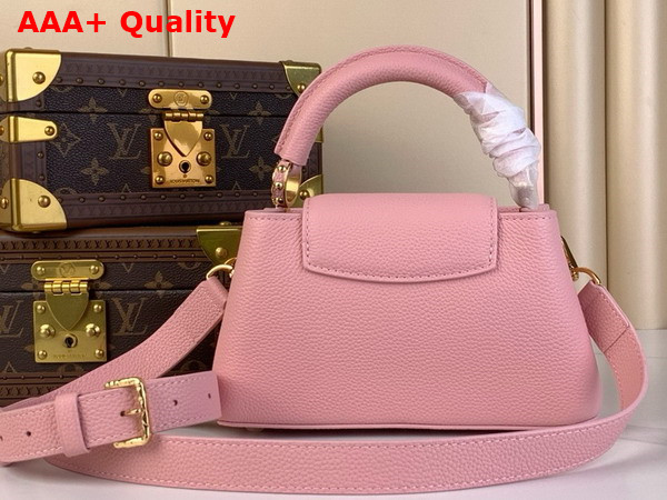 Louis Vuitton Capucines East West Mini Handbag in Jasmine Pink Grained Calfskin M24666 Replica