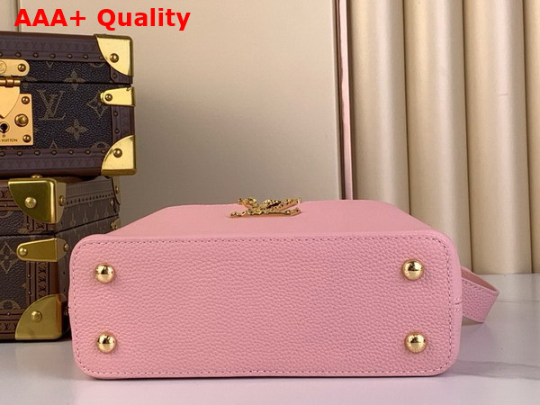 Louis Vuitton Capucines East West Mini Handbag in Jasmine Pink Grained Calfskin M24666 Replica