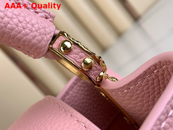 Louis Vuitton Capucines East West Mini Handbag in Jasmine Pink Grained Calfskin M24666 Replica