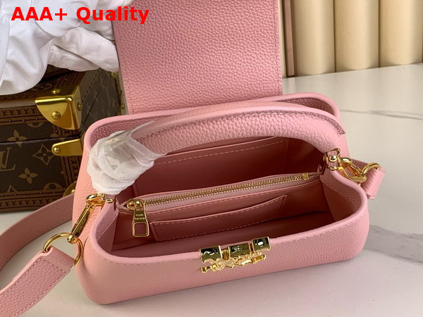 Louis Vuitton Capucines East West Mini Handbag in Jasmine Pink Grained Calfskin M24666 Replica