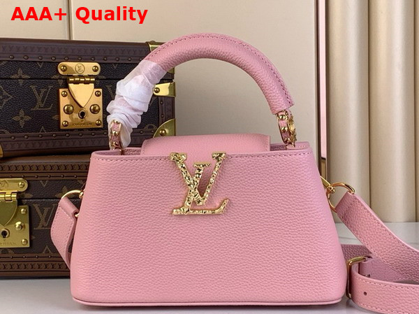 Louis Vuitton Capucines East West Mini Handbag in Jasmine Pink Grained Calfskin M24666 Replica