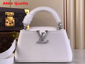 Louis Vuitton Capucines East West Mini Handbag in OPtical White Grained Calfskin M24671 Replica