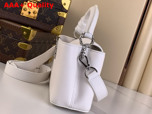 Louis Vuitton Capucines East West Mini Handbag in OPtical White Grained Calfskin M24671 Replica