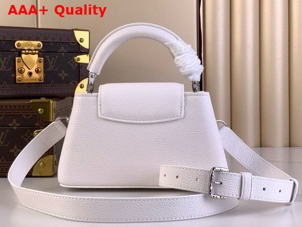 Louis Vuitton Capucines East West Mini Handbag in OPtical White Grained Calfskin M24671 Replica