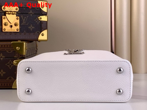 Louis Vuitton Capucines East West Mini Handbag in OPtical White Grained Calfskin M24671 Replica