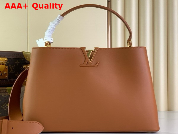 Louis Vuitton Capucines GM Souple Handbag in Cognac Smooth and Grained Calfskin M24879 Replica