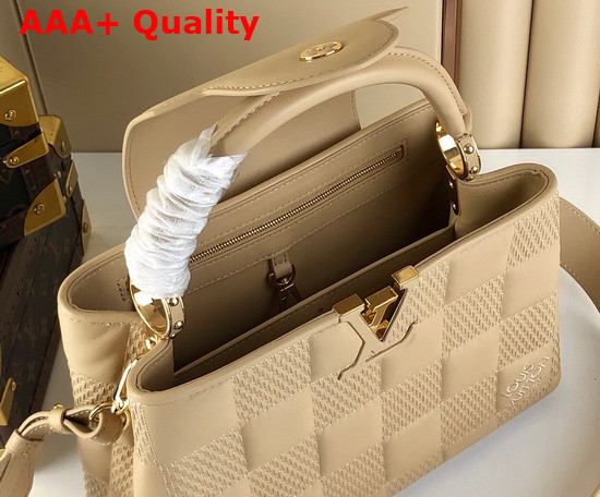 Louis Vuitton Capucines MM Beige Damier Quilted Lambskin Replica