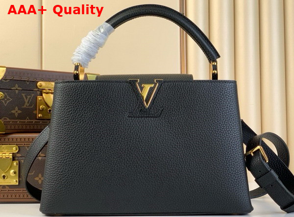 Louis Vuitton Capucines MM Handbag Black Taurillon Leather Replica