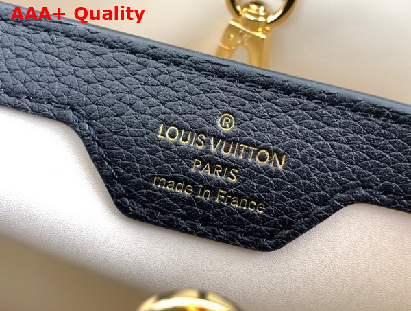 Louis Vuitton Capucines MM Handbag Noir Creme Rose Taurillon Leather M22512 Replica