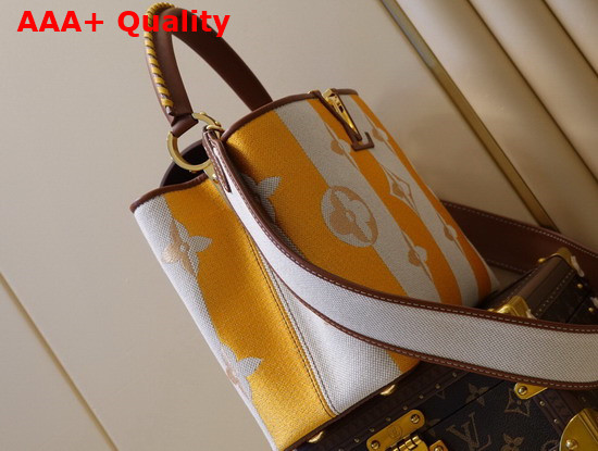 Louis Vuitton Capucines MM Handbag Yellow Smooth Calfskin and Embroidered Canvas Replica