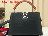 Louis Vuitton Capucines MM Handbag in Black Taurillon Leather and Sports a Wide Detachable Strap M59020 Replica