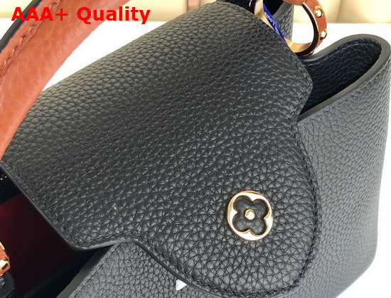 Louis Vuitton Capucines MM Handbag in Black Taurillon Leather and Sports a Wide Detachable Strap M59020 Replica