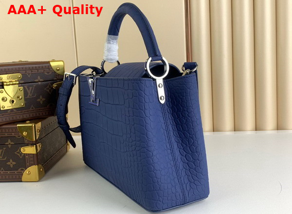 Louis Vuitton Capucines MM Handbag in Blue Alligator Leather Replica