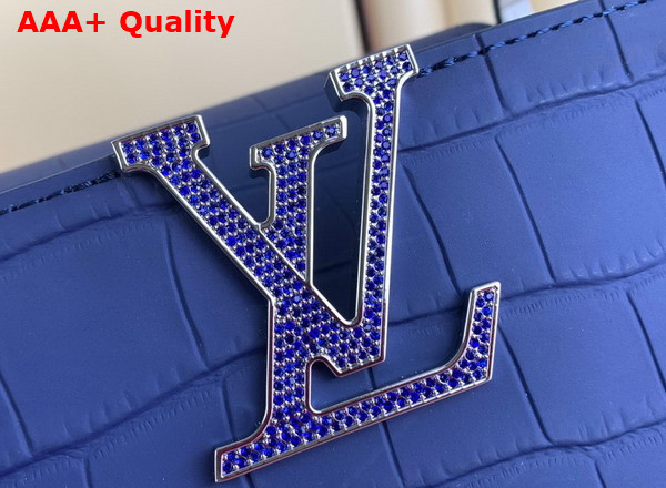 Louis Vuitton Capucines MM Handbag in Blue Alligator Leather Replica