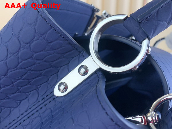 Louis Vuitton Capucines MM Handbag in Blue Alligator Leather Replica