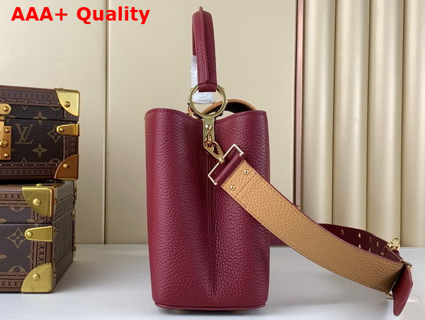 Louis Vuitton Capucines MM Handbag in Griotte Red and Arizona Taurillon Leather Replica