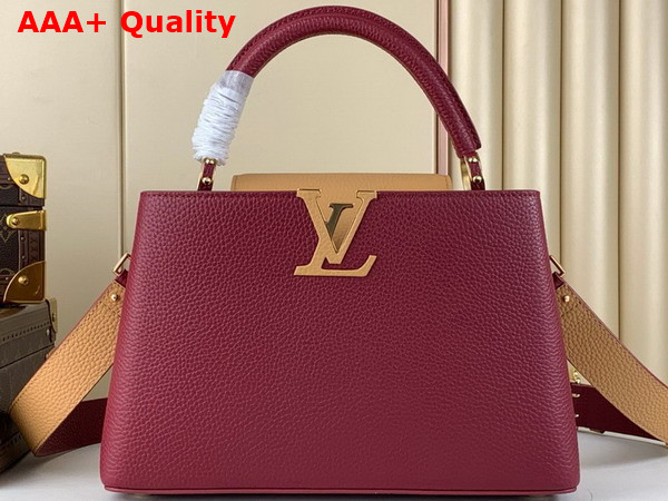 Louis Vuitton Capucines MM Handbag in Griotte Red and Arizona Taurillon Leather Replica