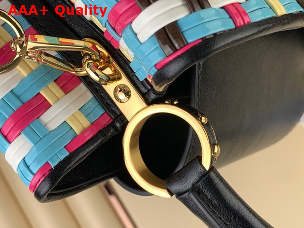 Louis Vuitton Capucines MM Handbag in Multicolor Coated Canvas Woven with Thin Bands Replica