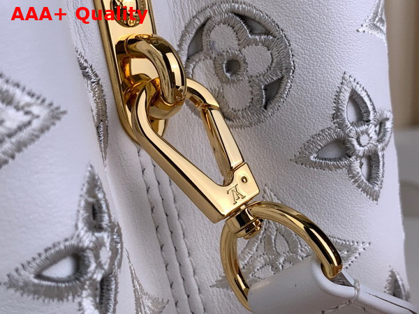 Louis Vuitton Capucines MM Handbag in Snow White Calfskin Perforated with the Monogram Pattern Replica