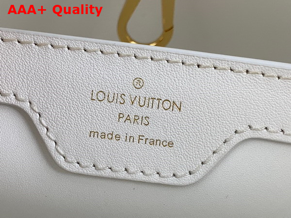 Louis Vuitton Capucines MM Handbag in Snow White Calfskin Perforated with the Monogram Pattern Replica