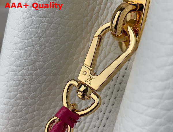 Louis Vuitton Capucines MM Handbag with a Wavy Base in Snow White Taurillon Leather Replica