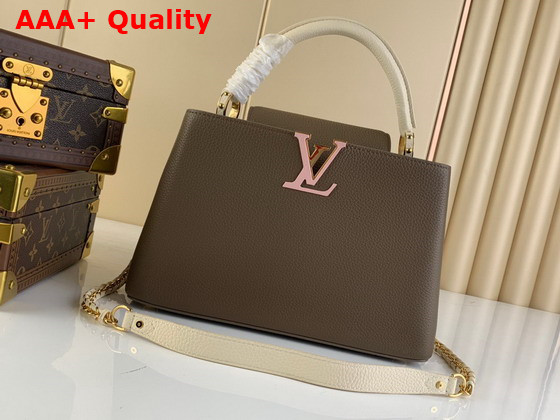 Louis Vuitton Capucines MM Smokey Brown Green Creme Pink Taurillon Leather M59516 Replica