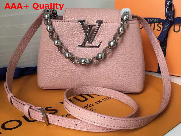 Louis Vuitton Capucines Mini Chain Bag Pink Grain Taurillon Leather Replica