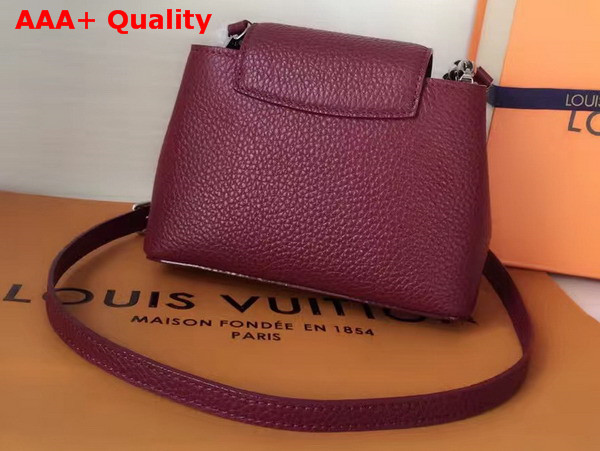 Louis Vuitton Capucines Mini Chain Bag in Bordeaux Grain Taurillon Leather Replica