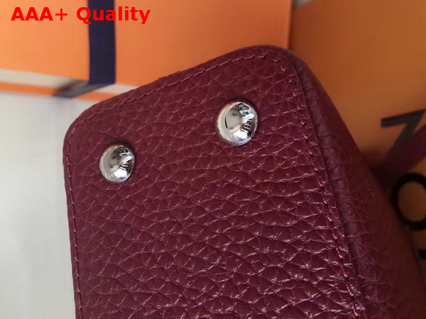 Louis Vuitton Capucines Mini Chain Bag in Bordeaux Grain Taurillon Leather Replica