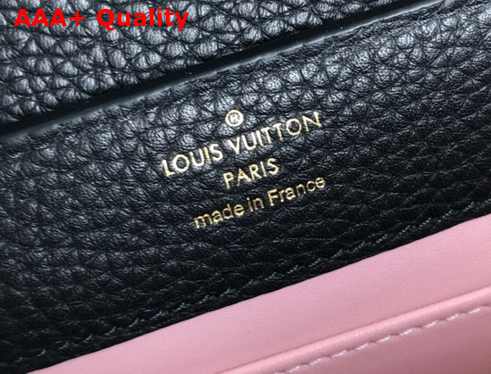 Louis Vuitton Capucines Mini Handbag Black Taurillon Leather Rainbow Color Leather Braided into the Strap and Handle Replica