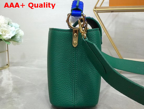 Louis Vuitton Capucines Mini Handbag Green Taurillon Leather and Blue Python Skin Details Replica