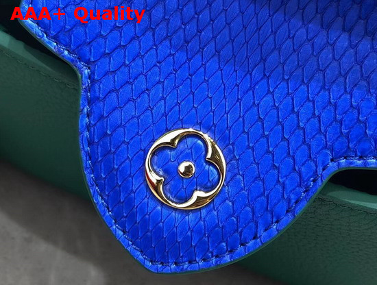 Louis Vuitton Capucines Mini Handbag Green Taurillon Leather and Blue Python Skin Details Replica