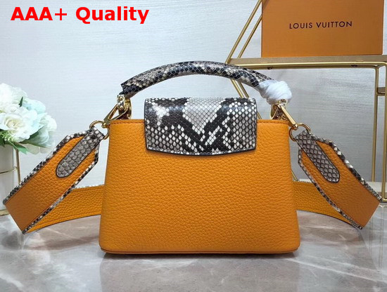 Louis Vuitton Capucines Mini Handbag Orange Taurillon Leather and Python Skin Details Replica