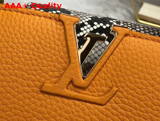 Louis Vuitton Capucines Mini Handbag Orange Taurillon Leather and Python Skin Details Replica