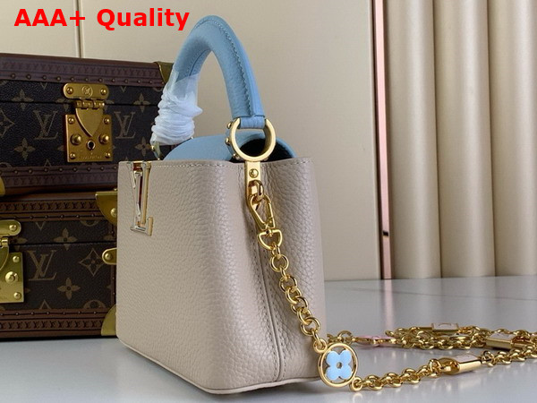 Louis Vuitton Capucines Mini Handbag Quartz Pink and Sky Blue Taurillon Leather Replica