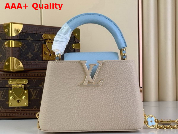 Louis Vuitton Capucines Mini Handbag Quartz Pink and Sky Blue Taurillon Leather Replica