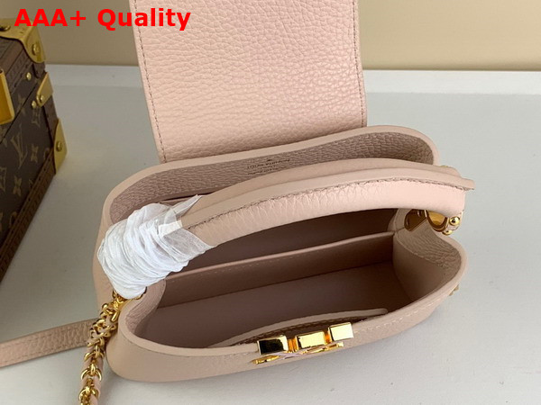 Louis Vuitton Capucines Mini Handbag Quartz White Taurillon Leather Gold Color and Multicolor Finish Hardware M23082 Replica