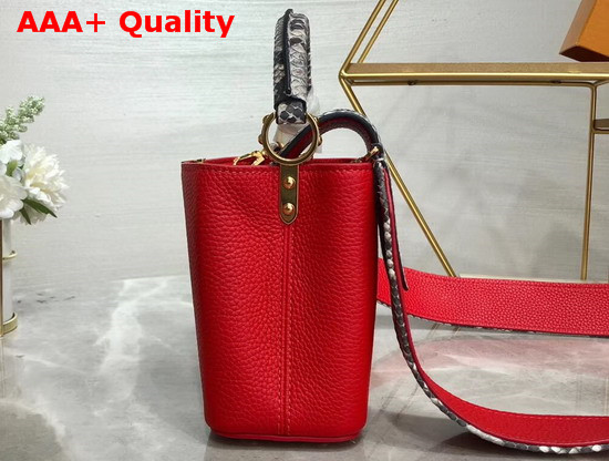 Louis Vuitton Capucines Mini Handbag Red Taurillon Leather and Python Skin Details Replica