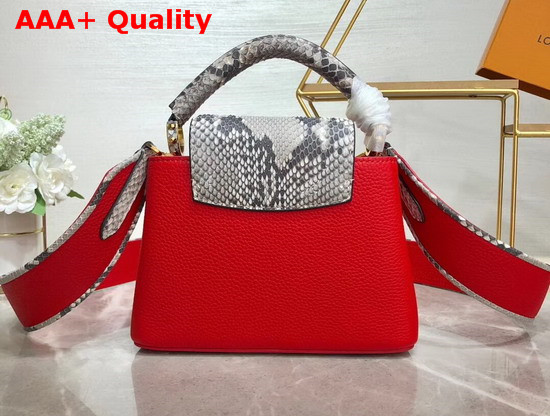 Louis Vuitton Capucines Mini Handbag Red Taurillon Leather and Python Skin Details Replica